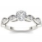 14k White Gold 1.00 Ct Round Cut Diamond Vintage Solitaire Engaement Ring HI I2