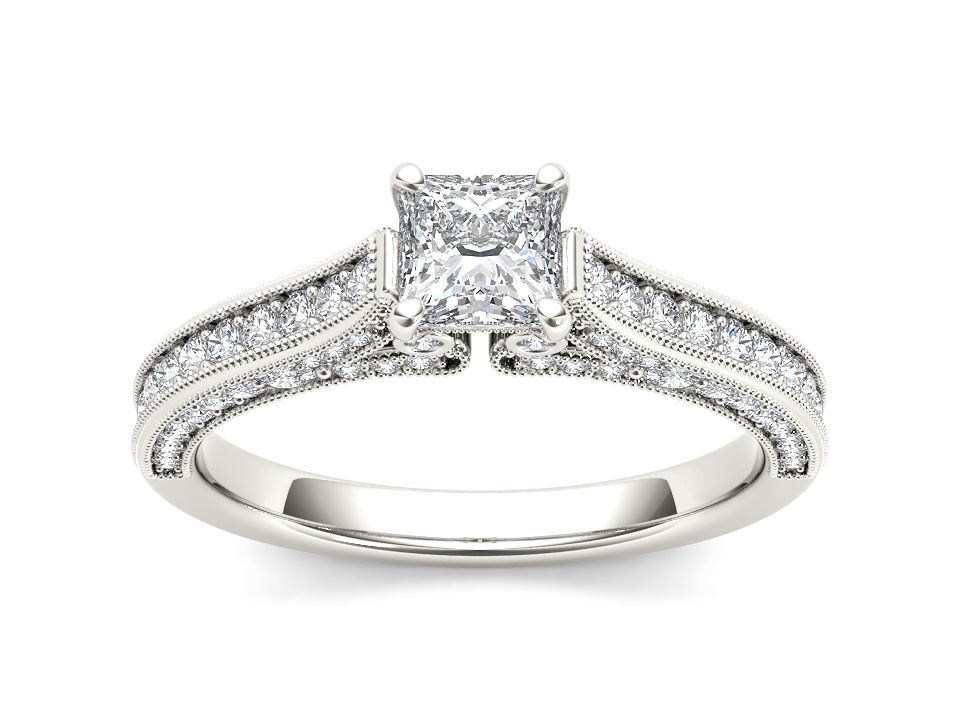 14k White Gold 1.50 Ct Princess Cut Diamond Classic Solitaire Engagement Ring