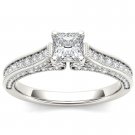 14k White Gold 1.50 Ct Princess Cut Diamond Classic Solitaire Engagement Ring