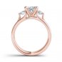 Solid 14K Rose Gold 1.5 Ct Princess Cut Diamond Three Stone Engagement Ring