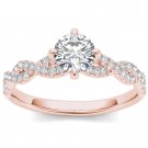 14K Rose Gold 1.20 Ct Round Cut Diamond Classic Solitaire Engagement Ring HI I2