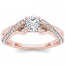 Real 14k Rose Gold 1.00 Ct Round Cut Diamond Classic Solitaire Engagement Ring