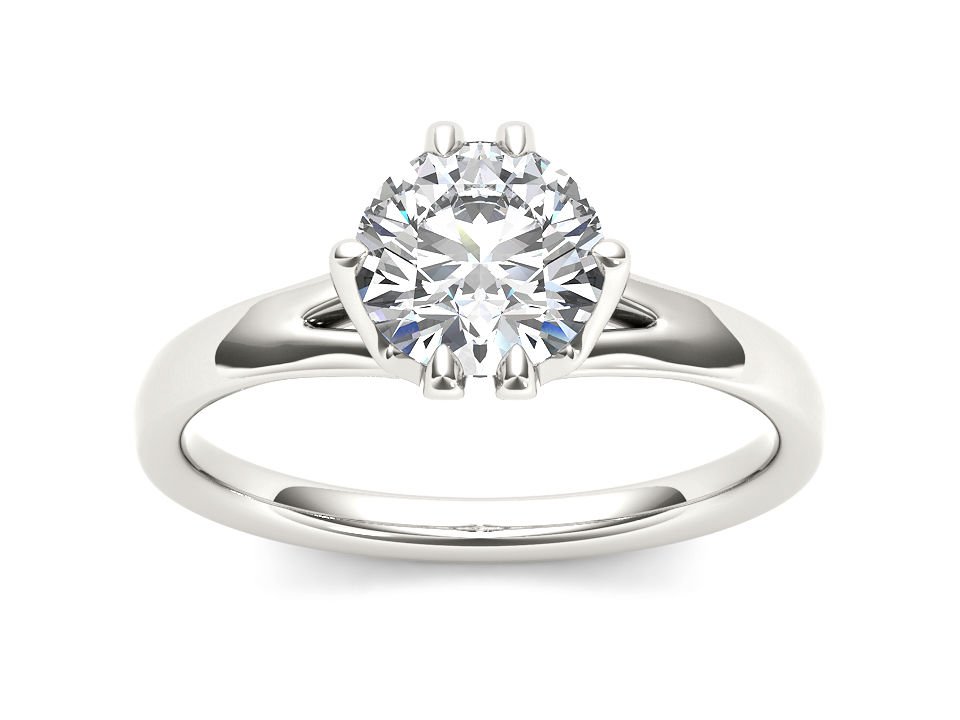 1.00 Ct 14K White Gold Round Cut Natural Diamond Solitaire Engagement Ring HI