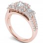 Solid 14K Rose Gold 1.50 Ct Brillant Princess Cut Diamond Engagement Ring