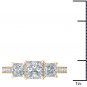 Solid 14K Yellow Gold 2.00 Ct Princess Cut Diamond Three Stone Engagement Ring