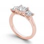 Genuine 14K Rose Gold 2.00 Ct Princess Cut Diamond Three Stone Engagement Ring