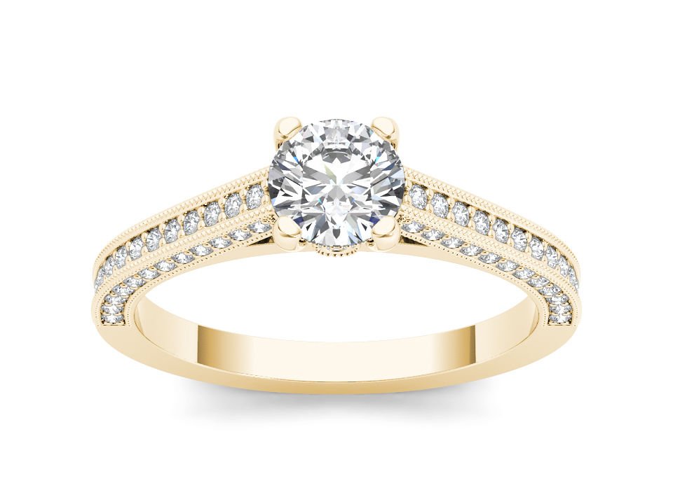 Real 14k Yellow Gold 1.25 Ct Round Cut Diamond Classic Solitaire Engagement Ring