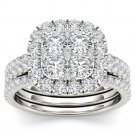 14k White Gold 2.00 Ct Round Cut Diamond Halo Two Bands Engagement Ring Set HI 14k White Gold 2.00 Ct Round Cut Diamond Halo Two Bands Engagement Ring Set HI