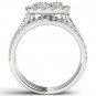 14k White Gold 2.00 Ct Round Cut Diamond Halo Two Bands Engagement Ring Set HI
