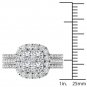 14k White Gold 2.00 Ct Round Cut Diamond Halo Two Bands Engagement Ring Set HI