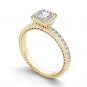 14K Yellow Gold 1.00 Ct Natural Round Cut Diamond Vintage Halo Engagement Ring