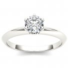 14k White Gold 0.90 Ct Round Cut Diamond Six Prong Solitaire Engagement Ring