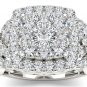 Genuine 14K White Gold 2.00Ct Brillant Round Cut Diamond Cluster Engagement Ring