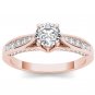 14k Rose Gold 1.00 Ct Round Cut Diamond Classic Solitaire Engagement Ring HI I2