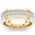 Solid 14k Yellow Gold 1.150 Ct Round Cut Diamond Men's Wedding Band Ring HI I2 Solid 14k Yellow Gold 1.150 Ct Round Cut Diamond Men's Wedding Band Ring HI I2