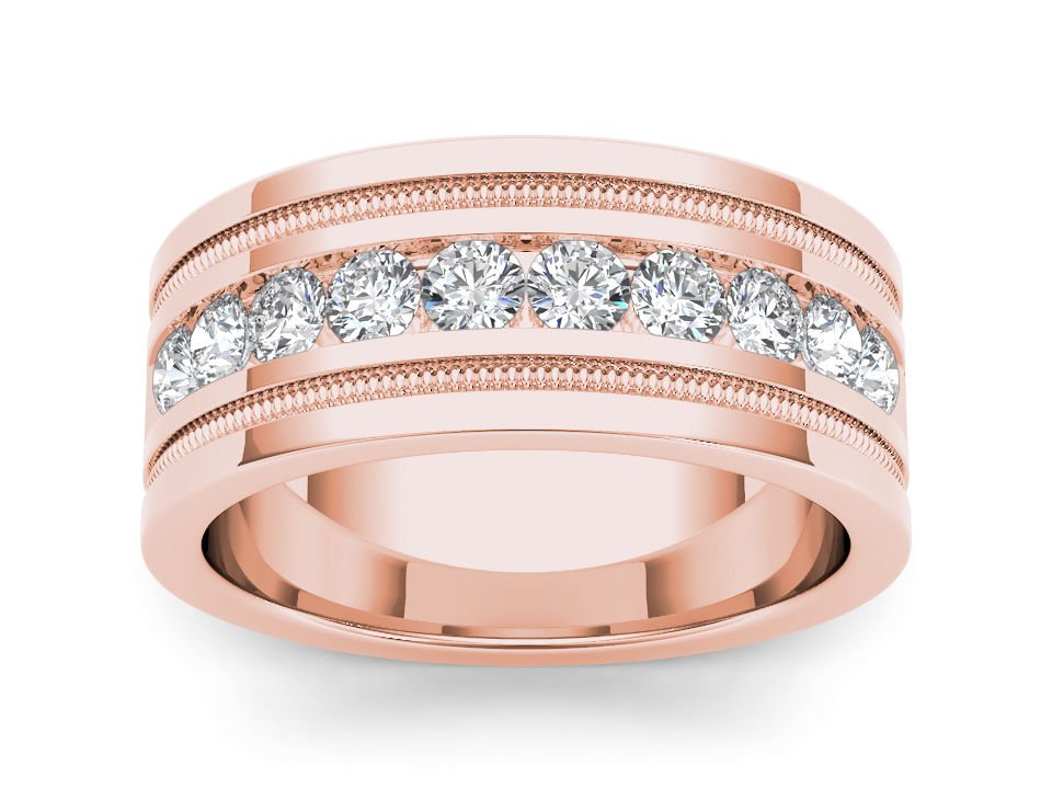 14k Rose Gold 1.00 Ct Natural Round Cut Diamond Men's Wedding Band Ring HI I2