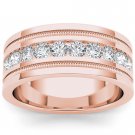 14k Rose Gold 1.00 Ct Natural Round Cut Diamond Men's Wedding Band Ring HI I2