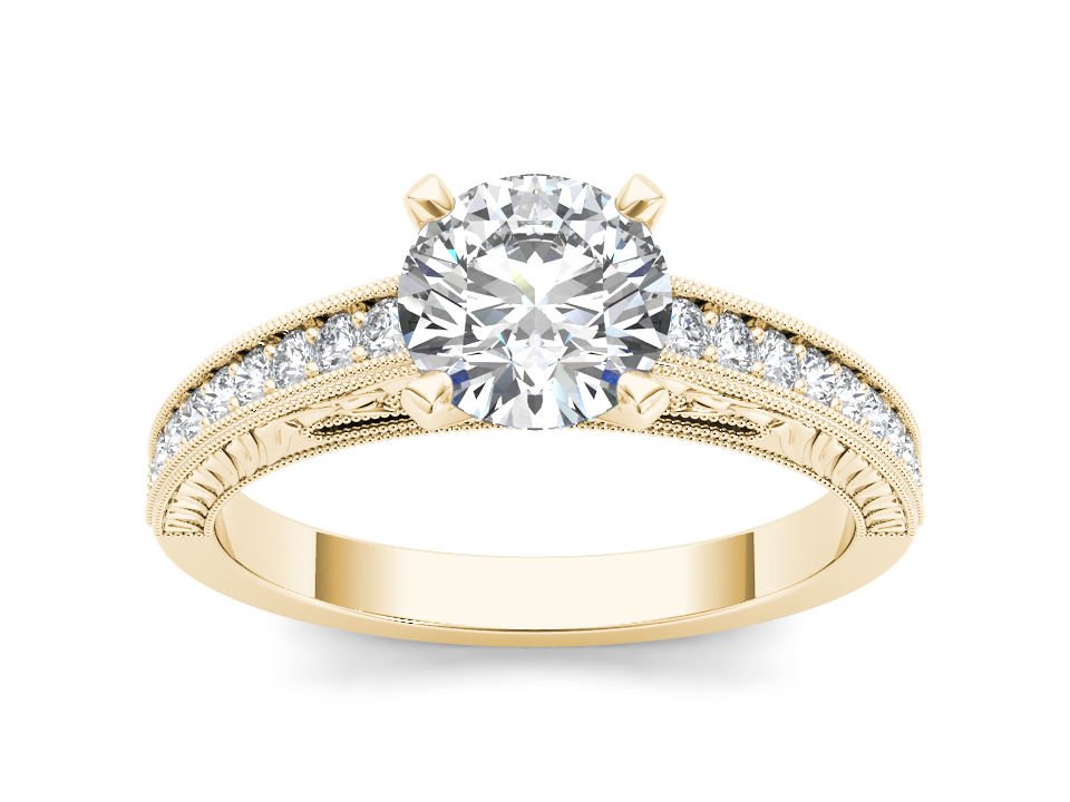 14K Yellow Gold 1.25 Ct Round Cut Diamond Vintage Solitaire Engagement Ring HI
