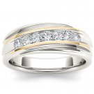 14k Yellow Gold 0.60 Ct Round Diamond Seven Stone Men's Wedding Band Ring HI I2 14k Yellow Gold 0.60 Ct Round Diamond Seven Stone Men's Wedding Band Ring HI I2