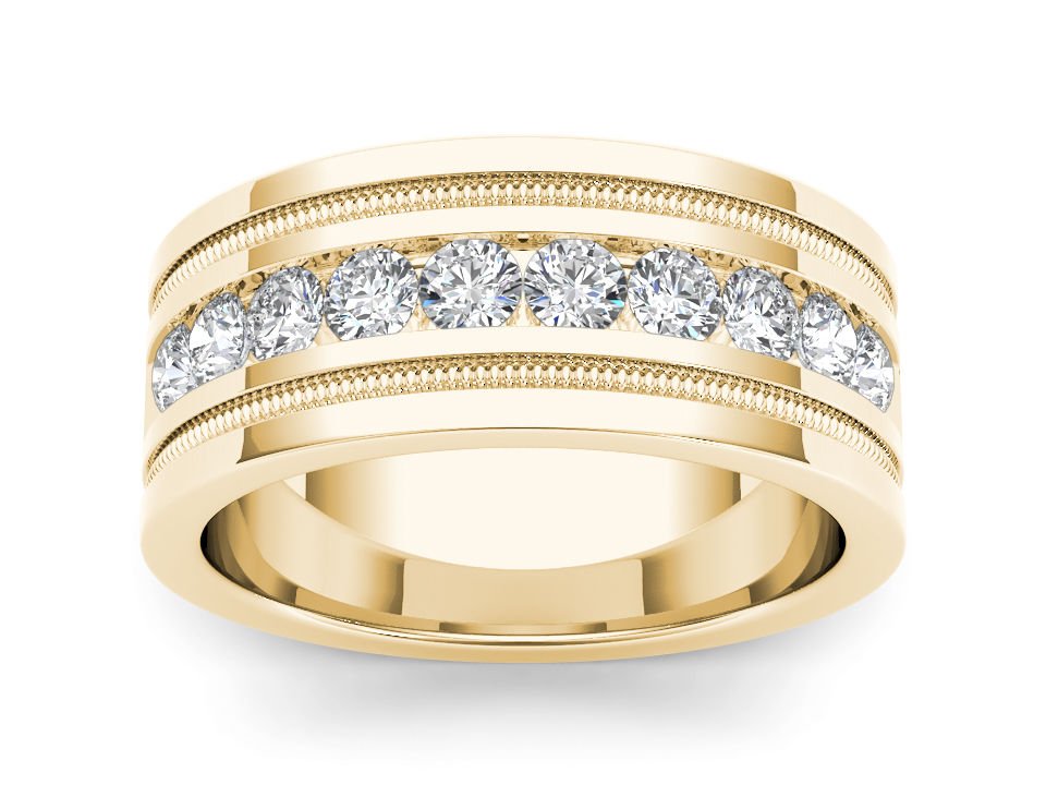 14k Yellow Gold 1.00 Ct Natural Round Cut Diamond Men's Wedding Band Ring HI I2
