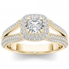 14K Yellow Gold 1.50 Ct Natural Round Cut Diamond Vintage Halo Engagement Ring 14K Yellow Gold 1.50 Ct Natural Round Cut Diamond Vintage Halo Engagement Ring