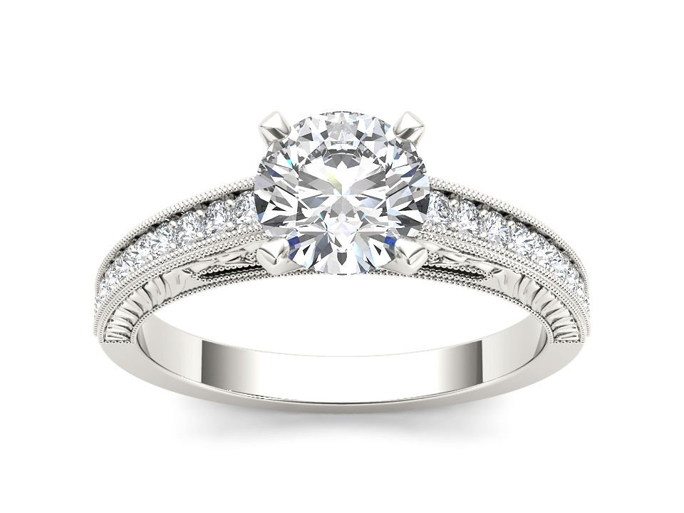 14K White Gold 1.25 Ct Round Cut Diamond Vintage Solitaire Engagement Ring HI I2