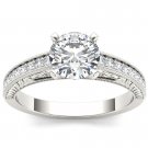 14K White Gold 1.25 Ct Round Cut Diamond Vintage Solitaire Engagement Ring HI I2