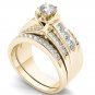 14k Yellow Gold 1.25 Ct Round Cut Diamond Classic Engagement Ring Set HI I2 Size