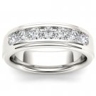 14k White Gold 1.00 Ct Round Diamond Seven Stone Men's Wedding Band Ring HI I2 14k White Gold 1.00 Ct Round Diamond Seven Stone Men's Wedding Band Ring HI I2