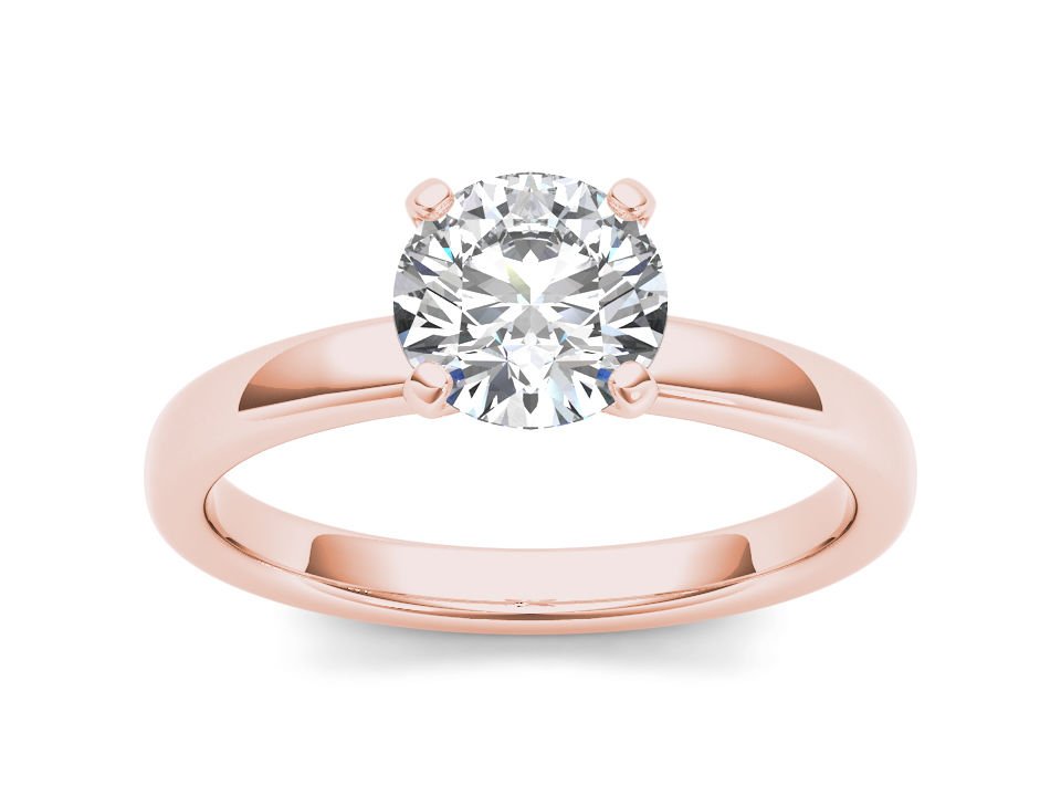 14K Rose Gold 1 Ct Round Cut Natural Diamond Solitaire Engagement Ring HI I2