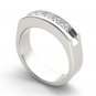 14k White Gold 1.00 Ct Princess Diamond Five Stone Men's Wedding Band Ring HI I2