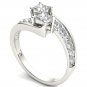 Genuine 14K White Gold 1.00 Ct Princess Cut Diamond Two Stone Engagement Ring