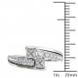 Genuine 14K White Gold 1.00 Ct Princess Cut Diamond Two Stone Engagement Ring