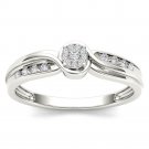 Solid 10k White Gold 0.09 Ct Diamond Cluster Fashion Wedding Engagement Ring Solid 10k White Gold 0.09 Ct Diamond Cluster Fashion Wedding Engagement Ring