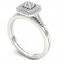 Solid 10k White Gold 0.25Ct Natural Diamond Halo Engagement Ring Set HI,I2