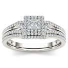 Solid 10k White Gold 0.50 Ct Princess Cut Diamond Engagement & wedding Ring Set