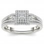 Solid 10k White Gold 0.50 Ct Princess Cut Diamond Engagement & wedding Ring Set