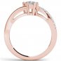 Genuine 14K Rose Gold 0.60 Ct Princess Cut Diamond Two Stone Engagement Ring