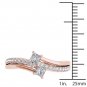Genuine 14K Rose Gold 0.60 Ct Princess Cut Diamond Two Stone Engagement Ring