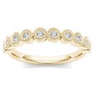 Solid 10K Yellow Gold 0.12 Ct Brillant Round Cut Diamond Wedding Band
