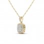 Genuine 10k Yellow Gold 0.5Ct Round Cut Diamond Cluster Halo Necklace HI I2