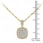 Genuine 10k Yellow Gold 0.5Ct Round Cut Diamond Cluster Halo Necklace HI I2