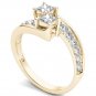 Genuine 14K Yellow Gold 1.00 Ct Princess Cut Diamond Two Stone Engagement Ring