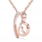 Solid 10k Rose Gold 0.08 Ct Round Cut Diamond Dual Heart Pendant Necklace HI I2