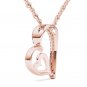 Solid 10k Rose Gold 0.08 Ct Round Cut Diamond Dual Heart Pendant Necklace HI I2