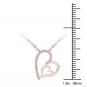 Solid 10k Rose Gold 0.08 Ct Round Cut Diamond Dual Heart Pendant Necklace HI I2