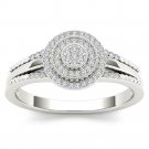 14k Natural White Gold 0.15 Ct Round Diamond Halo Engagement Fashion Ring HI I2 14k Natural White Gold 0.15 Ct Round Diamond Halo Engagement Fashion Ring HI I2