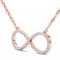 Solid 10k Rose Gold 0.15 Ct Round Cut Diamond Infinity Pendant Necklace HI I2