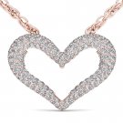 Solid 10k Rose Gold 0.33 Ct Round Cut Diamond Bold Heart Pendant Necklace HI I2 Solid 10k Rose Gold 0.33 Ct Round Cut Diamond Bold Heart Pendant Necklace HI I2