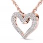 Solid 10k Rose Gold 0.33 Ct Round Cut Diamond Bold Heart Pendant Necklace HI I2